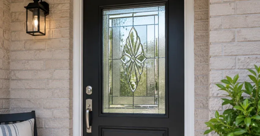 technician replacing a cracked decorative glass panel in Poet & Perth, Stratford