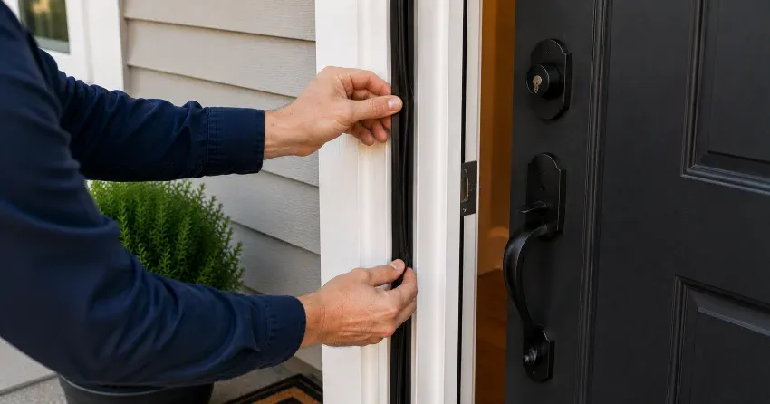 technician performing light test on door seal in Avon River South Area, Stratford