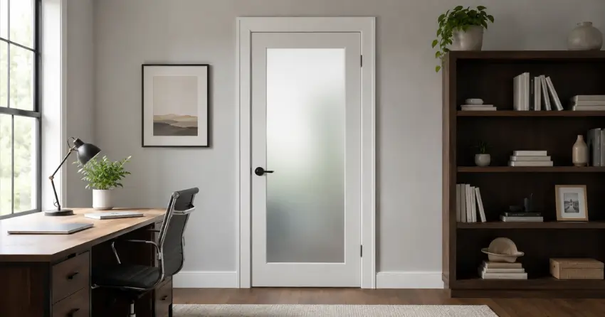 frosted interior door installed in home office in Stratford