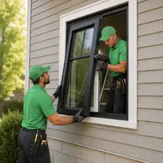 Exterior view of a finished door and window project